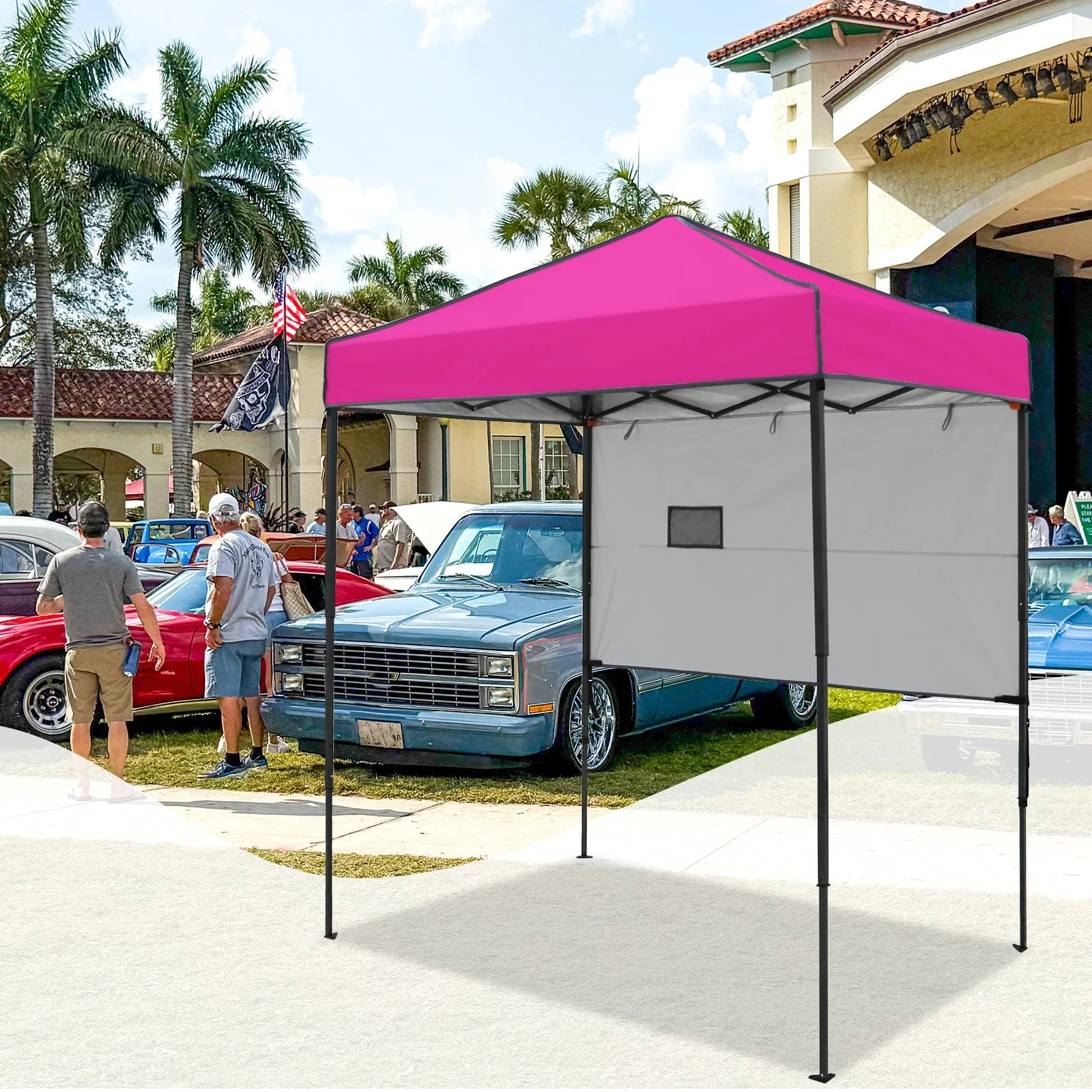 6x4 ft Instant Pop Up Canopy with Adjustable Sun Wall