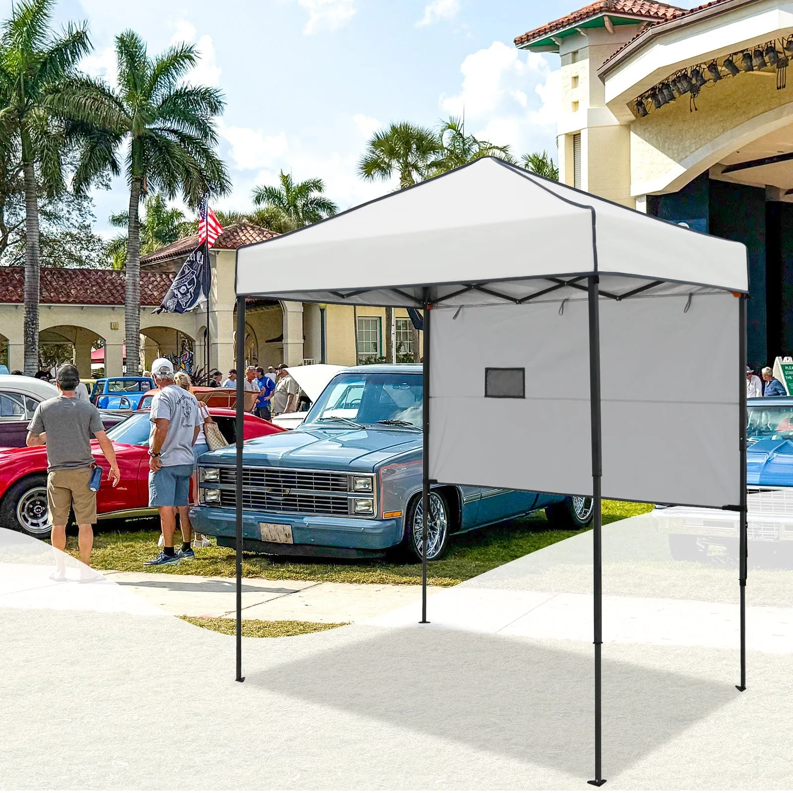 6x4 ft Instant Pop Up Canopy with Adjustable Sun Wall