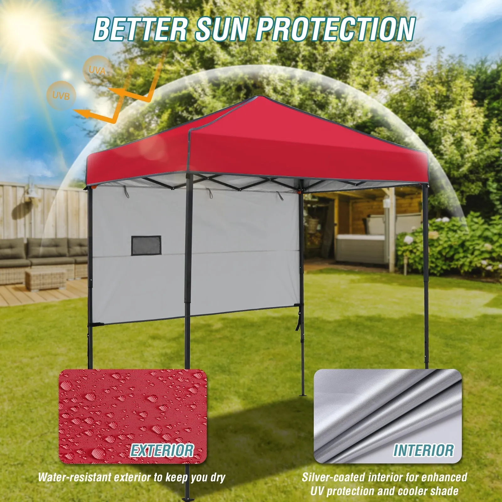 6x4 ft Instant Pop Up Canopy with Adjustable Sun Wall