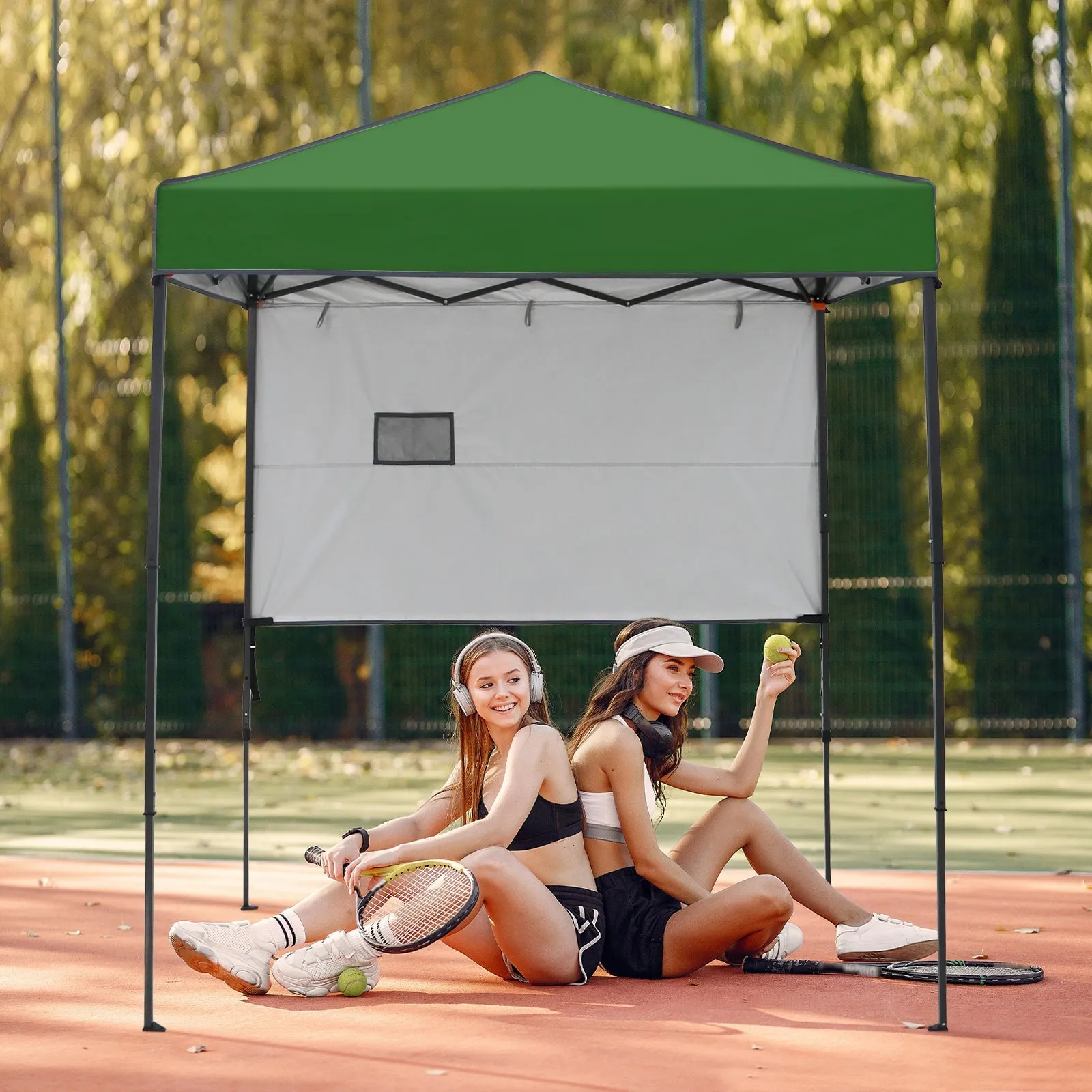 6x4 ft Instant Pop Up Canopy with Adjustable Sun Wall