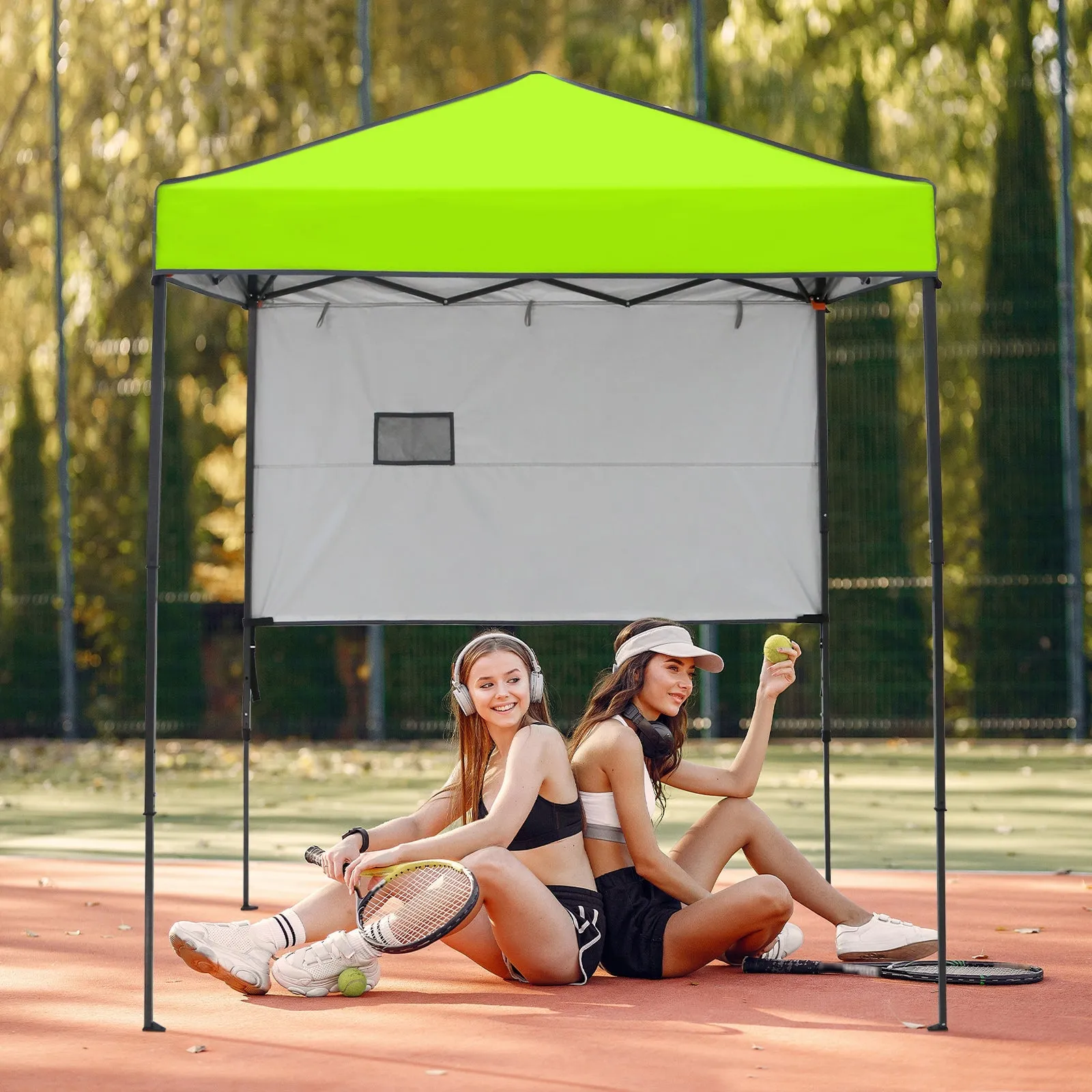 6x4 ft Instant Pop Up Canopy with Adjustable Sun Wall