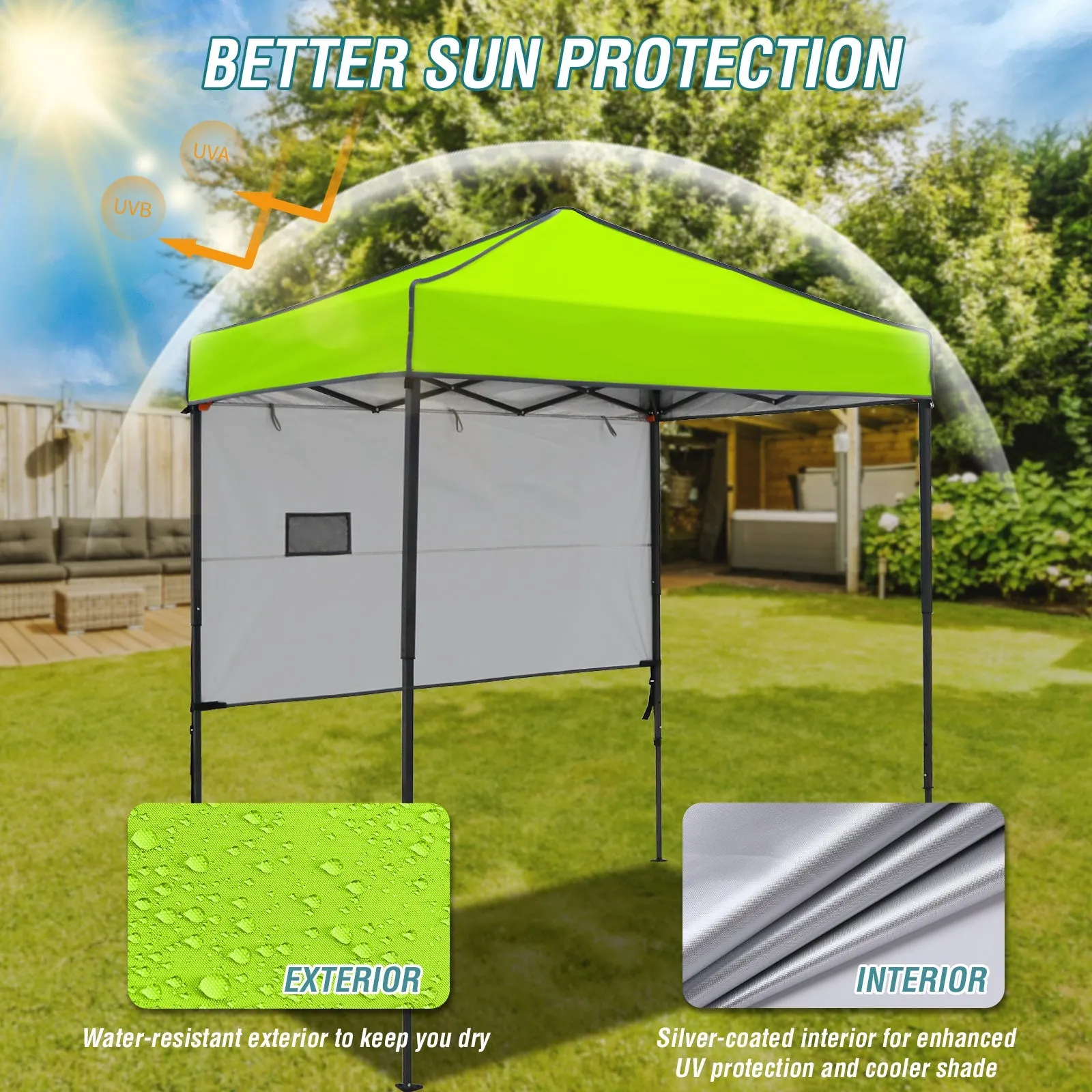 6x4 ft Instant Pop Up Canopy with Adjustable Sun Wall