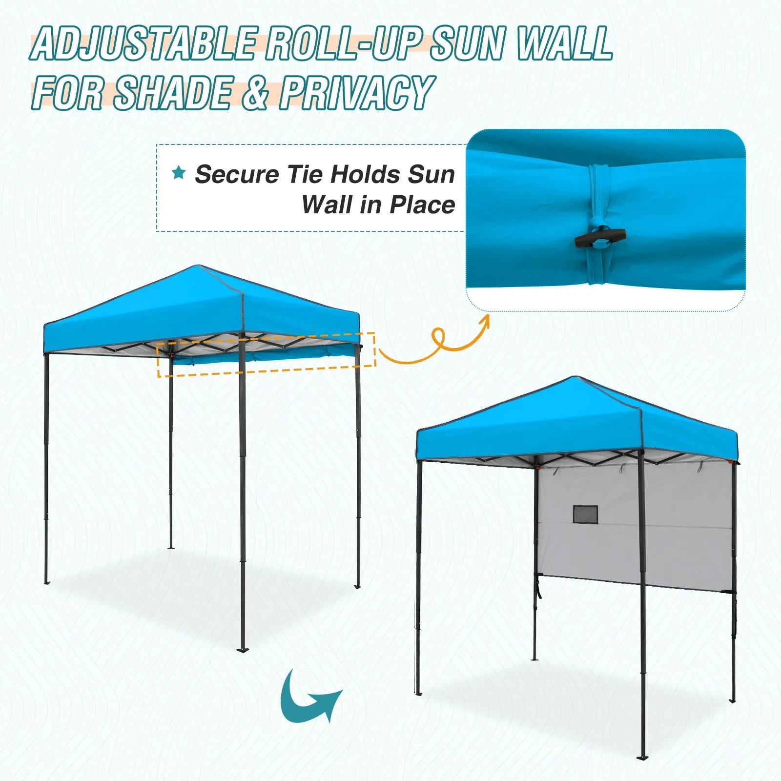 6x4 ft Instant Pop Up Canopy with Adjustable Sun Wall