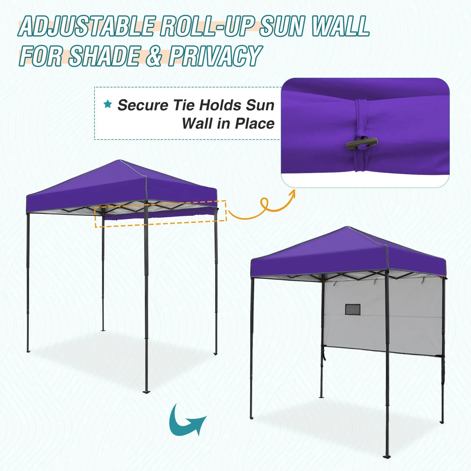 6x4 ft Instant Pop Up Canopy with Adjustable Sun Wall