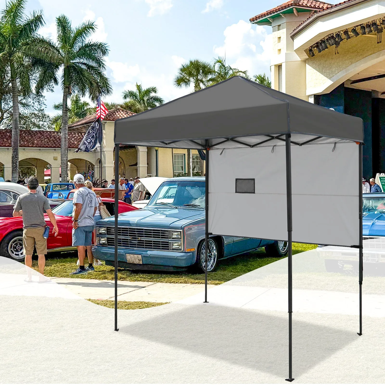 6x4 ft Instant Pop Up Canopy with Adjustable Sun Wall