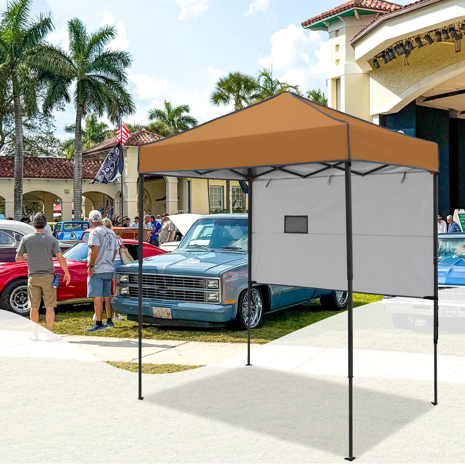 6x4 ft Instant Pop Up Canopy with Adjustable Sun Wall