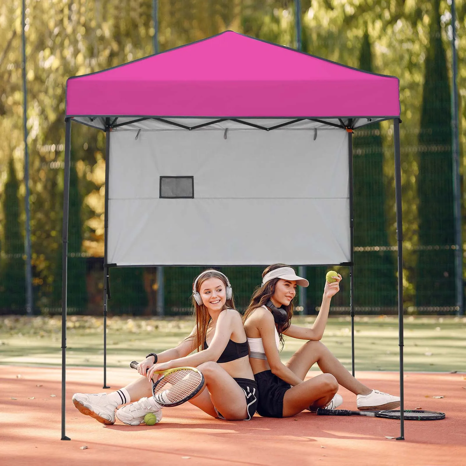6x4 ft Instant Pop Up Canopy with Adjustable Sun Wall