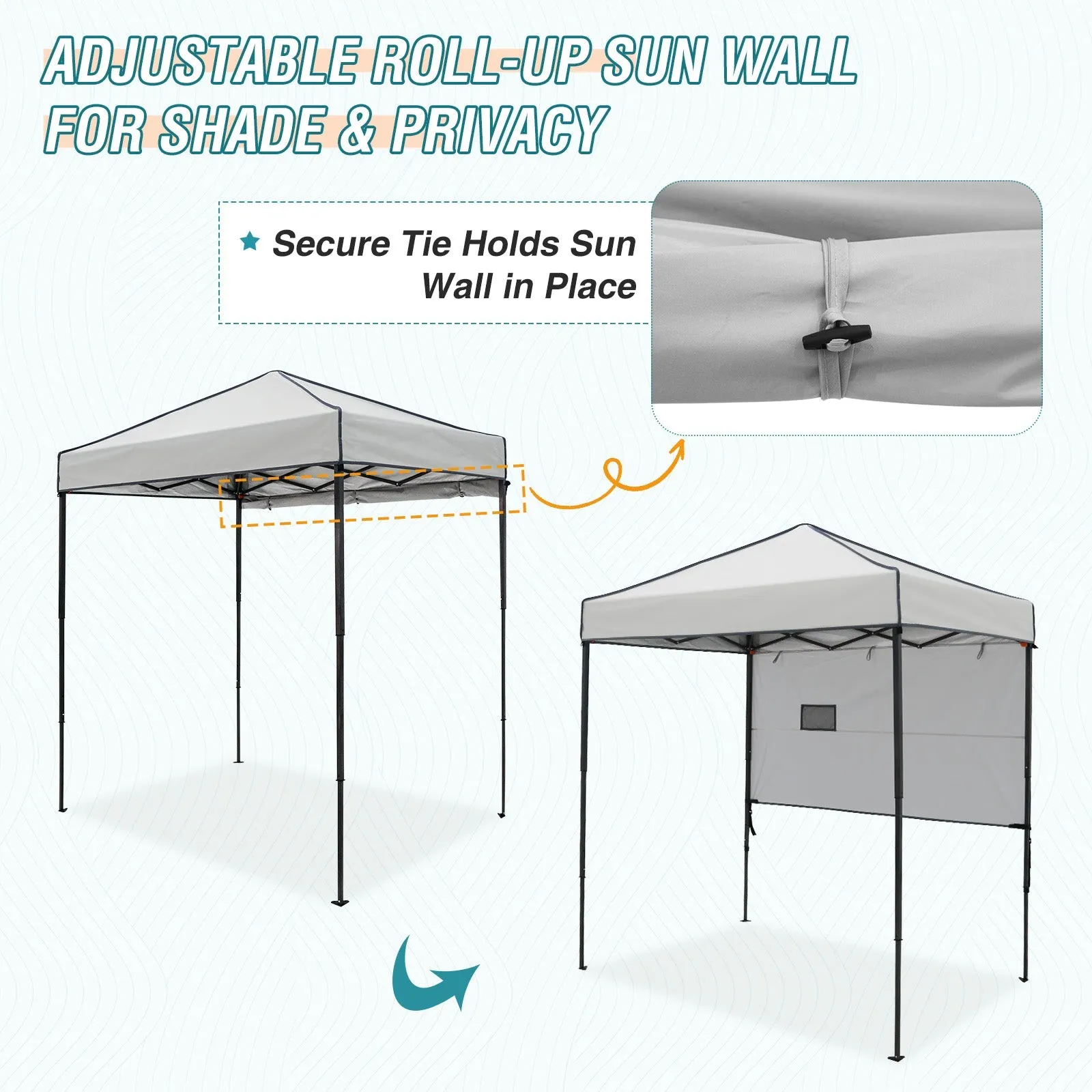 6x4 ft Instant Pop Up Canopy with Adjustable Sun Wall