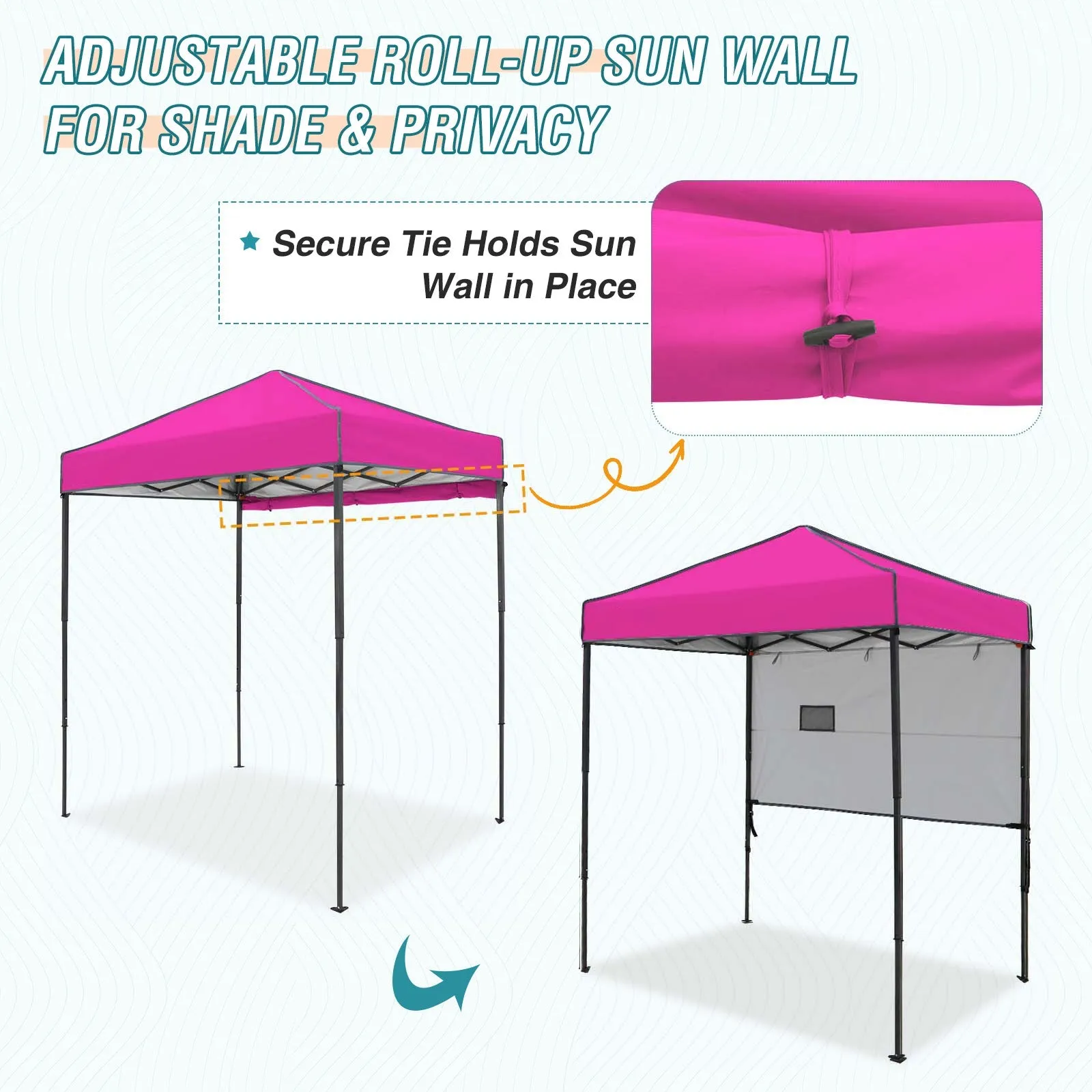 6x4 ft Instant Pop Up Canopy with Adjustable Sun Wall