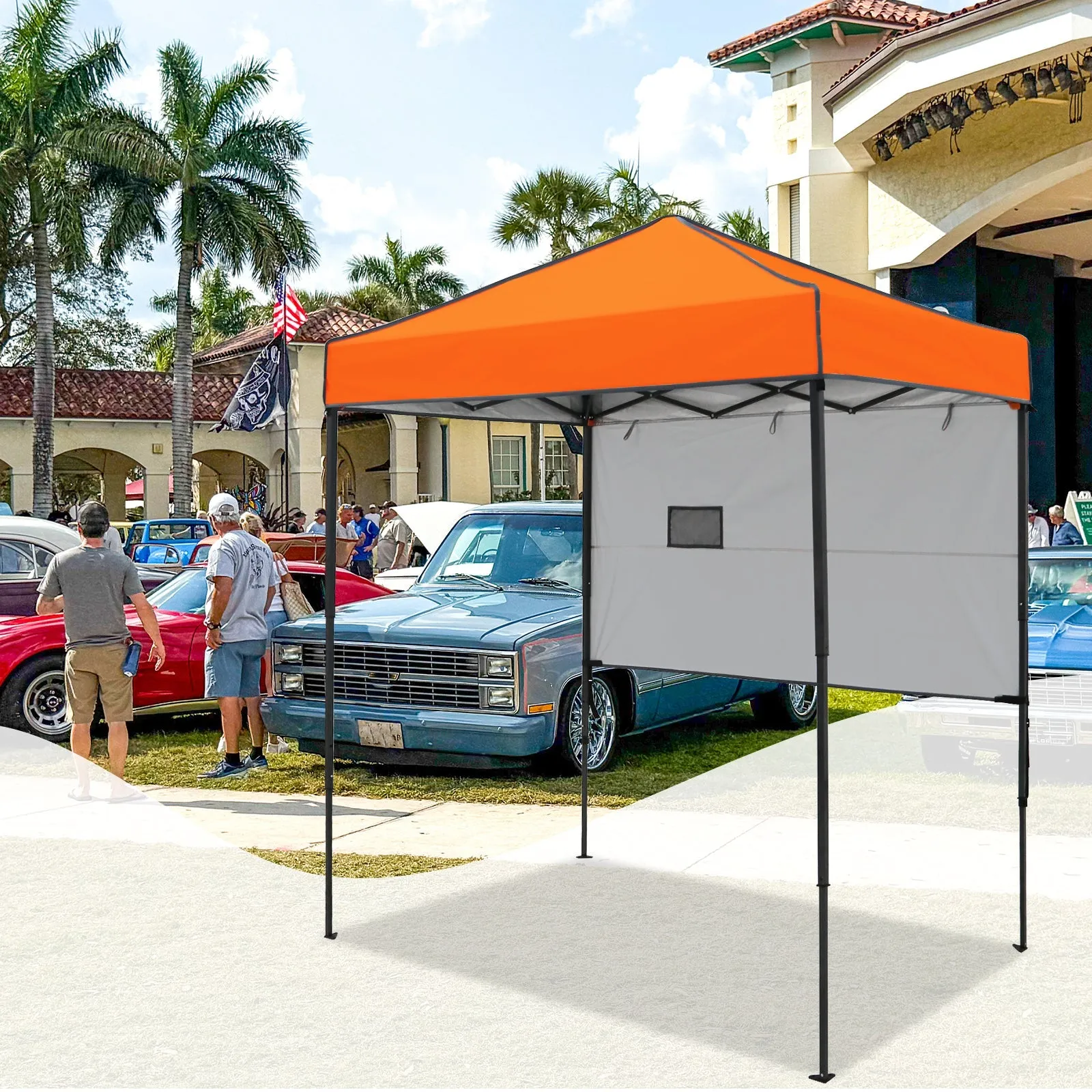 6x4 ft Instant Pop Up Canopy with Adjustable Sun Wall