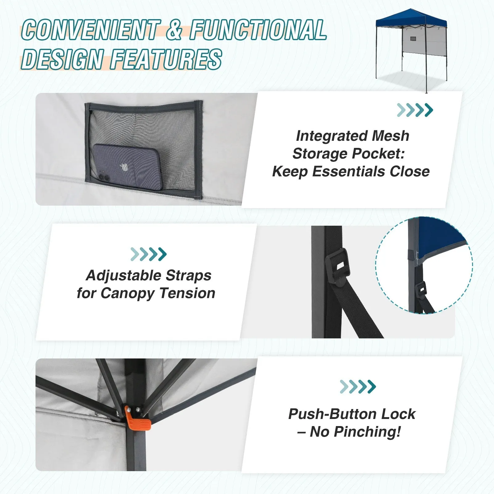 6x4 ft Instant Pop Up Canopy with Adjustable Sun Wall