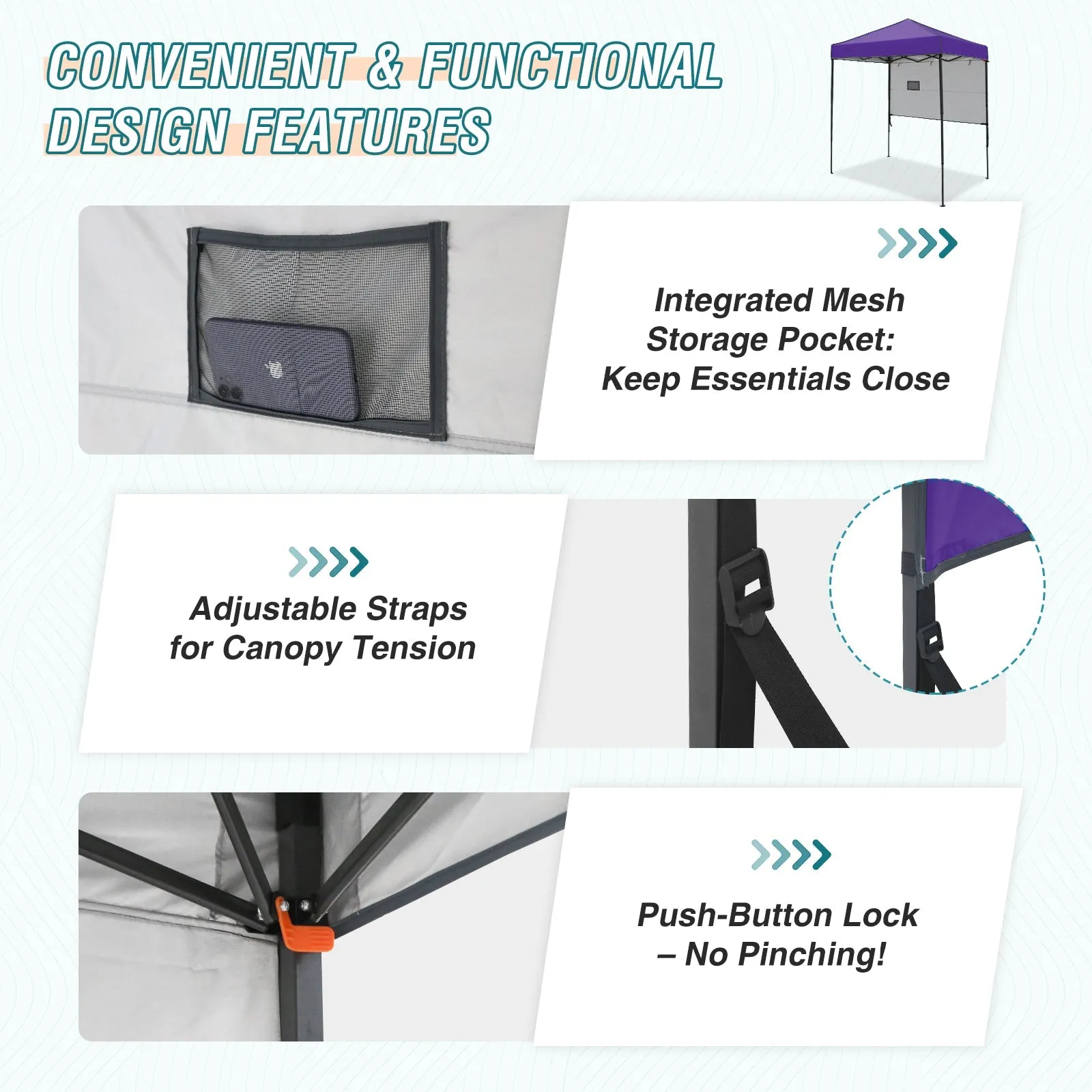 6x4 ft Instant Pop Up Canopy with Adjustable Sun Wall