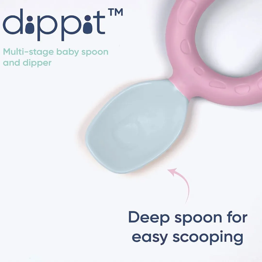 Bibado Dippit Multi stage Baby Weaning Spoon and Dipper Blush - Pack of 2