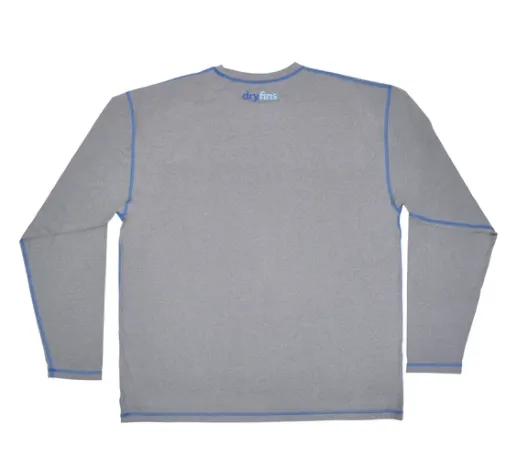 DryFins Gray Long Sleeve Rash Guard | Adult Size Swim Shirt