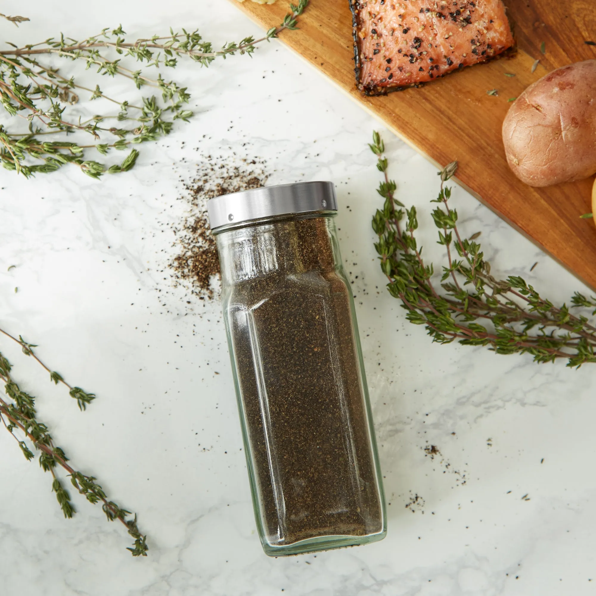 Glass Bottle - Lg. Square - Clear - 8Oz