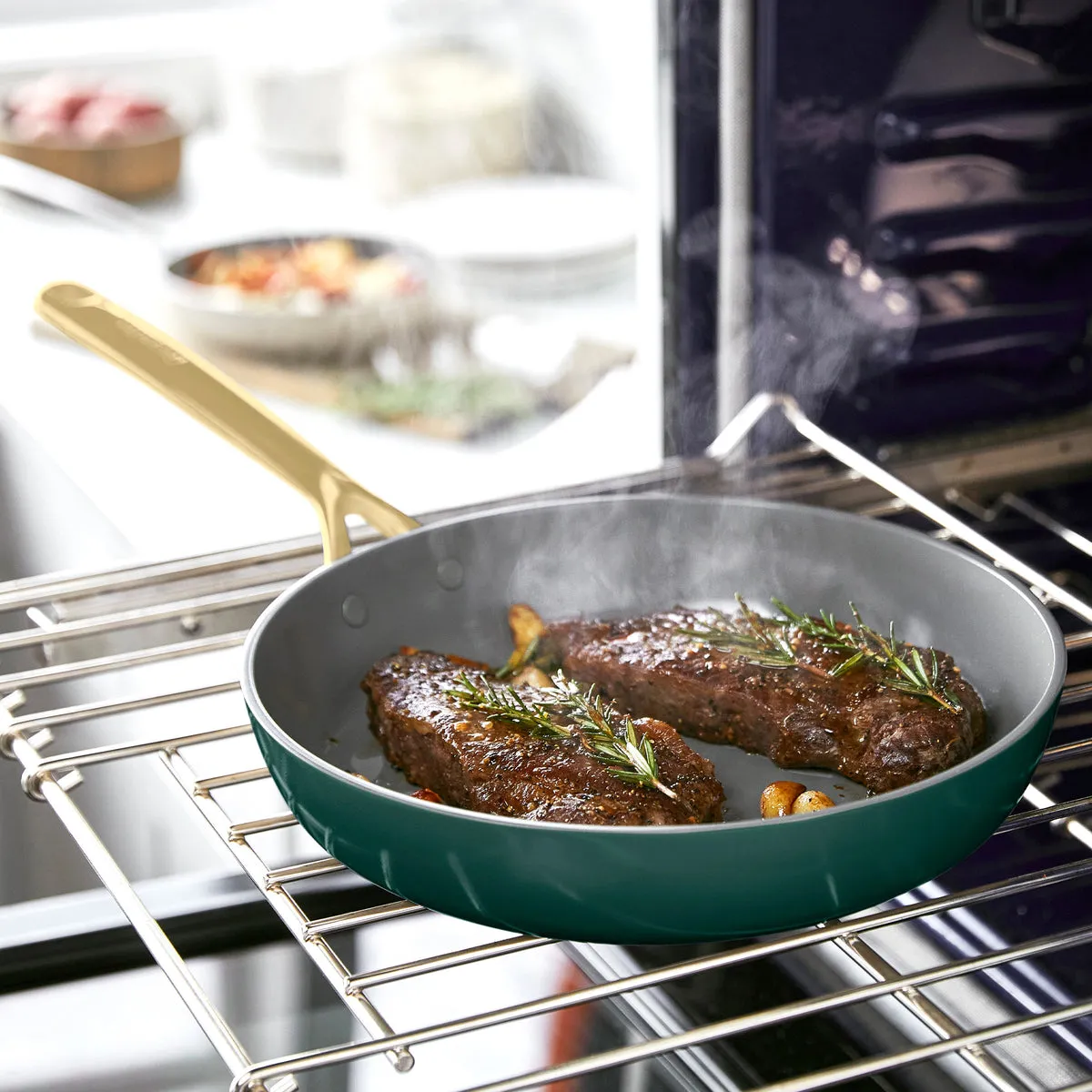GP5 Colors Ceramic Nonstick 11-Piece Cookware Set with Champagne Handles | Rain Forest Green