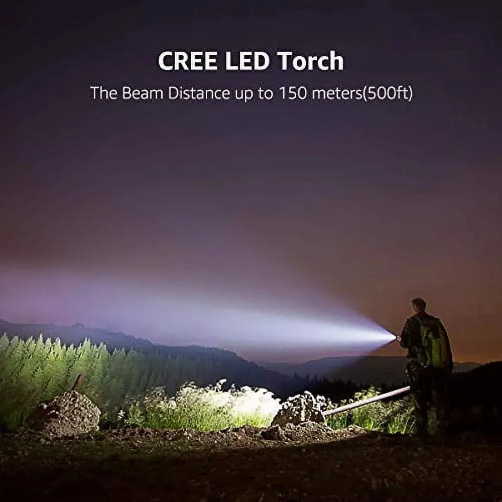 LE 2-Packs LED Flash Light LE1000 High Lumens, Mini Multifunction Tactical Flashlight , Zoomable, Waterproof, Adjustable Brightness, for Camping, Outdoor, and Emergency Use (AAA Batteries Included)