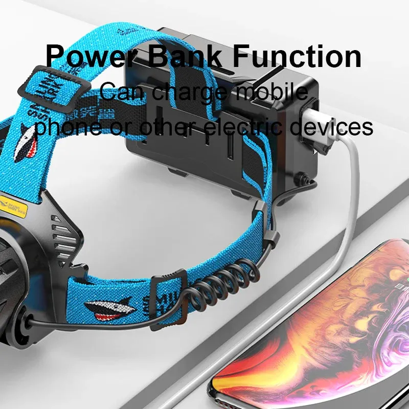 Smiling Shark TD2002 Hign Power Headlamp LED M77 10000LM Headlight Rechargeable Sensor Head Flashlight for Outdoor Hiking