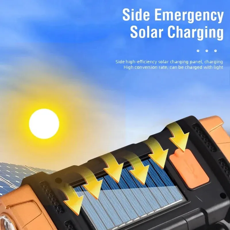 Super lanterna portatil usb recarregavel Portable Powerful USB Rechargeable Flashlight Solar LED Light With COB Work Light 4 Gear Charge Mobile Phone Camping Lamp