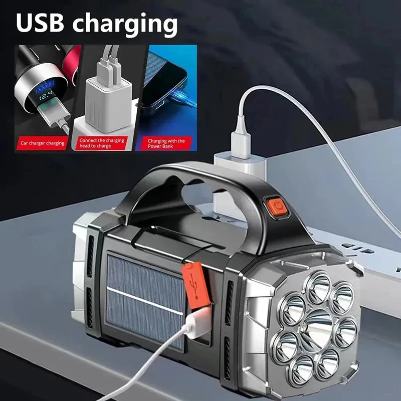 Super lanterna portatil usb recarregavel Portable Powerful USB Rechargeable Flashlight Solar LED Light With COB Work Light 4 Gear Charge Mobile Phone Camping Lamp