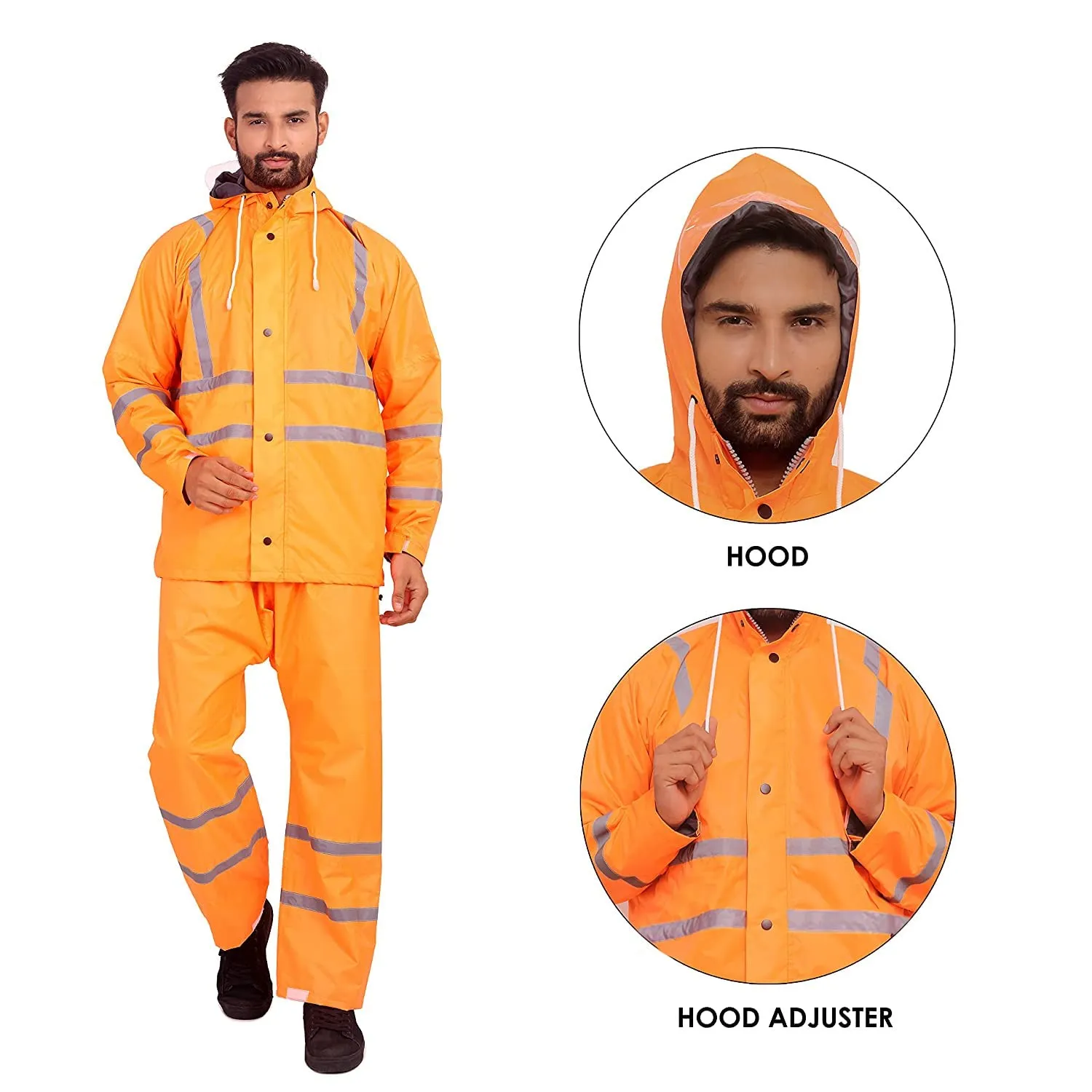 THE CLOWNFISH Oceanic Pro Series Men's Waterproof PVC Raincoat with Hood and Reflector Logo at Back for Night Travelling. Set of Top and Bottom (Burgundy, XXL)