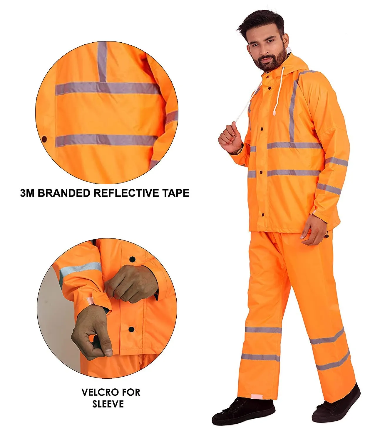THE CLOWNFISH Oceanic Pro Series Men's Waterproof PVC Raincoat with Hood and Reflector Logo at Back for Night Travelling. Set of Top and Bottom (Burgundy, XXL)