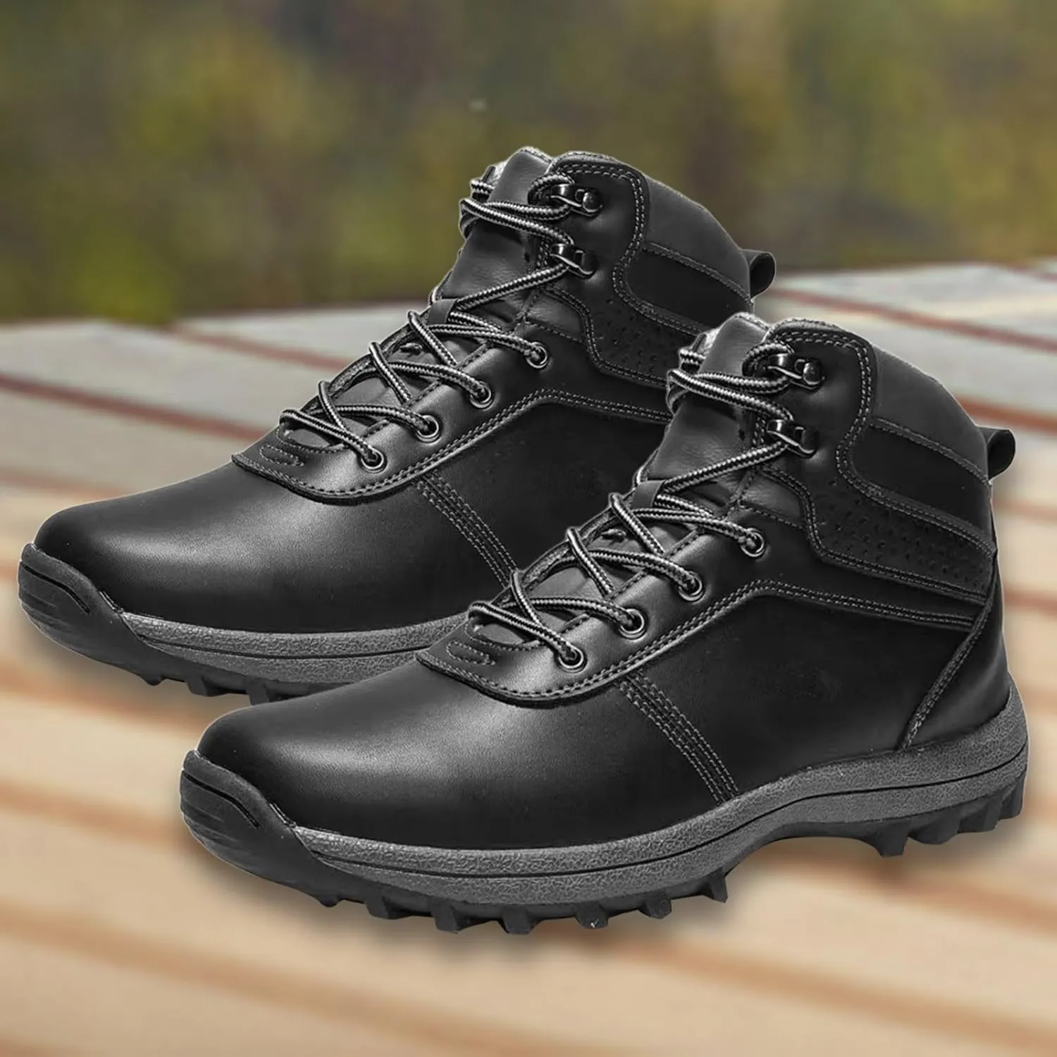 Work Boots for Men Cowboy Style Hiking Sneakers Fur Lined Ankle Boot Women's Safety Shoes Waterproof Platform Shoes Slip Resistant Safety Hike Grounded Footwear